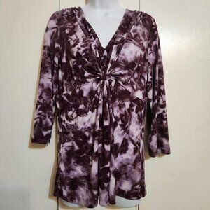 VTG Y2K Large Daisy Fuentes Purple Tie Dye Whimsygoth Boho Fairy Ruched Top